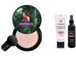 SUNISA BB and CC Cream Foundation With Mushroom Head Air Cushion Puff 20G and 1 Matte Fixer with 1 Foundation Illuminating Base Primer - (Pack of 3)