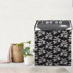 Romiz Waterproof & Dust-Proof Printed Semi Automatc Washing Machine Cover for WxLxH 54 cm x89 cm x99 cm.Suitable for upto 7.5 Kg.(Black)