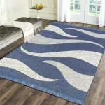Zesture Chenille and Cotton Jacquard weaved 4.5 feet *6 feet Grey and White multi purpose carpet Rug
