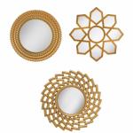SATYAM KRAFT 3 Pcs Fiber Wall Mirror Hanging for Home Decor, Hanging in Bedroom, Living Room, Bathroom Decorations Items, with Hook for Hanging On Walls (Model 3)