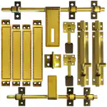CIRCLE Double Door KIT Stainless Steel|Door Fittings Ful Accessories Set|Gate Hardware|Door kundis Steel Set| Big AL Drop Latch Handles Tower Bolt Door Stopper