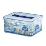 Lock & Lock Transparent Rectangle Plastic Food Storage Container with Handle & Tray 6.5 L