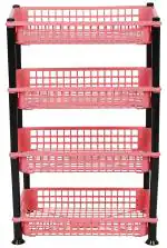 Aristo Pink Plastic Multipurpose Storage Rack 4 Shelf Standard