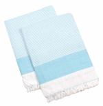 Tharunsha Elite Hand Weaved 100% Pure Cotton Bath Towel for Men and Women / Checkered Bath Towels (Blue with White) Set of 2 Size 36 x 72 Inch (90 x 180 cm)