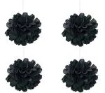 Hippity Hop Paper Black Paper Puff Ball (Pack Of 4)