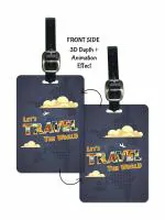 Lentikart 3D Lenticular Luggage Tag Set of 2 | Travel The World Animated Plane | Luggage/Bag/Travel ID Label Tags for Suitcase & School Bags