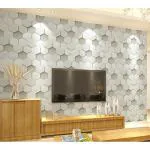 Jaamso Royals Multicolor PVC 3D Hexagons Pattern Peel Stick Wallpaper Wall Sticker 200 X 45 cm( 200 CM X 45 CM )