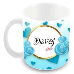 Jiya EnterpriseTovaih White Ceramic Printed Design Of Name Devaj Coffee Mug - 350 ML