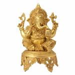 Kalarambh Brass Ganesh God Idol For Home Handicraft Art -8.5 x 7.4 x 13 Inch (L x W x H)