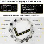 MOSTSHOP Shoe Wipes Sneaker Wipes (1 Pack of 80 Pcs) Instant Sneaker Cleaner Shoe Cleaning Wipes Sneaker Wipes for Shoes Quick Remove Dirt Stain Shoe Cleaner Wipes Shoe Wipes for Sneakers Cleaning Kit