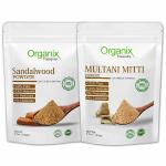 Organix Treasure Pure & Natural Sandalwood, Herbal Multani Mitti Powder for face mask & Pack