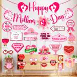 Zyozique Mother's Day Party Favors Kit - Happy Mother's Day Banner & PhotoBooth Props (Pack Of 29)