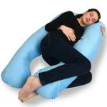Mothersyard Full Body U Shape Maternity/Pregnancy Pillow - Baby Nursing Cushion & Maternity Pillow for Pregnant Women Made of 100% Velvet Pillow Cover - Sky Blue