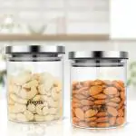 Borosil Classic Glass Jar, Air-Tight Storage Container For Kitchen , Set of 2 (600 ml each), Clear