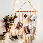Ecofynd Macrame Photo Display Wall Hanging with String Light