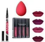 Hot Beauty Nude Edition h-U-d-A Quality Kiss Proof Beauty Lipstick + Eyeliner & Puff (3 Items in the set)
