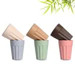 Eha Set of 6 Earth-Friendly Cutting Chai Cups|100 ml|Coffee Cup Made with Rice Husk & Bamboo Fibers|Microwave Safe Tea Set|Hot & Cold Coffee Mug, Milk & Tea Cup Set|Multicolour-Pastel