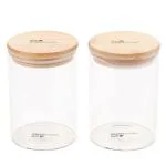The Better Home Air Tight Wood, Glass, Bamboo Container Set (600 ml) Pack of 2