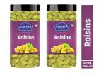 Aldeira Natural Seedless Green Raisins (250g x2) | Premium Kishmish Combo Pack of 2