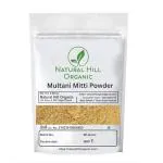 NATURAL HILL ORGANIC Pure & Natural Multani Mitti Powder 100 G. | Natural Fuller’s Earth for Face & Hair Packs | Removes Dead Skin, Cleanses Pores, Reduces Dandruff & Scalp Itchiness | Soft & Glowing Skin - ( Zipper Pack ) With Orange Peel