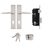 Godrej Locks Silver Alloy Steel Locks Neh 15 - 240 Mm Door Handle With 2C Lock (Set Of 2)