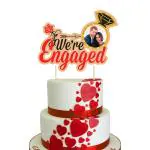 Zyozique 1 Pack Gold We're Engaged Cake Topper - Bridal Shower Cake Decorations for Wedding Engagement