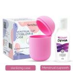 Senzicare Reusable Menstrual Cup sterilizer Case Pink & Menstrual Cupwash (25ml)