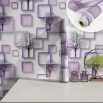 SV Collections Purple Box SELF Adhesive Wallpaper - 200*45 cm - 9 SQFT Approx