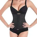 Aaram Black Lightweight and Breathable Fabric Corset Shapewear (4XL)