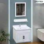 Plantex Wall Mount Vanity Cabinet with Washbasin and Mirror/Bathroom Organizer/Washbasin with Cabinet (White)