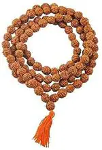 Feel Touch Mart Pooja Certified Natural Brown Bead Rudraksha Jaap Mala Handmade Rudraksha Mala Original Certified Natural Round Bead for Men & Women