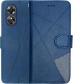 SUPER ME Oppo A 17 Blue Leather Dual Protection Flip Cover