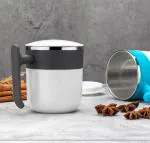 KRESTA Tea & Coffee with Air Tight Lid Double Walled,Carry Hot & Cold Beverage Stainless Steel, Plastic Coffee Mug (300 ml, Pack of 1)