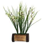 Fancy Mart White Artificial Butterfly Flower in Brown Buckle Pot 30 cm (FMDB-6429)
