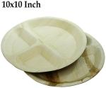 Amit Marketing Beige Wood Areca Leaf Plates, 10 Inch (Set Of 25)