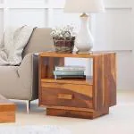 RONAK HANDICRAFTS Wooden Decor Bedside End Table with Storage for Home Living Room Bedroom Solid Wood Utility Tables Night Stand Wooden Bed Room Furniture