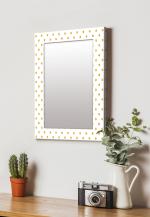 999Store White Rectangular MDF Dot Pattern Printed Wall Decorative Mirror 14 inch x 20 inch (MirrorSMP183)