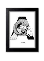 Blue Nexus Beautiful Aries Zodiac Sign Wall Poster with Wall Frame Room Art Painting Collection A4 size 10x13