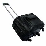 RICHSIGN Black Leather Unisex 18 inch Laptop Backpack