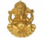 Idol Collections Gold Brass Ashirwad Ganesha Wall Hanging, Lakshmi Statue, 5 Inch
