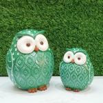 LETS CATCH UPP Classy Lucky Owl Statue Set | Good Luck Vastu Figurines | Decorative Owls for Home Decor & Gifting | Set of 2 (8 Inch & 5 Inch)