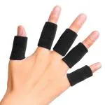 HANNEA Finger Sleeves Protectors Adjustable Finger Support For Pain Relief With Comfortable Cushion Pressure For Exercise, Volleyball, Badminton Finger Brace Support Men & Women (Black) - 10 Pcs