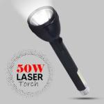 Lithium Battery Long Range Led torch Light Rechargeable with 8 hrs Torch Emergency Light (Black)