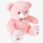 Webby Pink Plush Cute Sitting Teddy Bear Soft Toys with Neck Bow and Foot Print (35 cm x 30 cm)