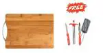 Whinsy Wooden Chopping Board- Free, Knife, Peeler, Cheese Grater & Gas Lighter