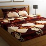 KL Decor 144 TC Polycotton Double Printed Flat Bedsheet (Pack of 1, Multicolor)