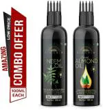 Desi Crew Neem and Sweet Almond Oil Cold Pressed for Skin, Body and Hair Care 100 ml Each