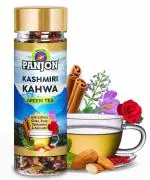 Panjon Kashmiri Kahwa Green Tea (Shahi Qawah) | Blended with Saffron, Almonds, Spices Kesar 1 Jar