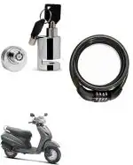 QiisX Heavy Duty Disc Brake Lock Anti Theft Security Lock with Helmet Lock Premium Black Heavy Number Lock for Honda Activa 3G