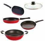 Nirlon 5 pcs of Red Non-stick Aluminium Kitchen Cookware Set